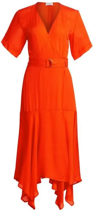 'Claire' Wrap Dress, Orange/Red