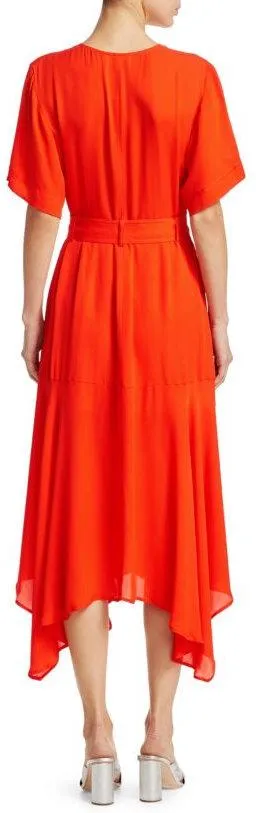 'Claire' Wrap Dress, Orange/Red