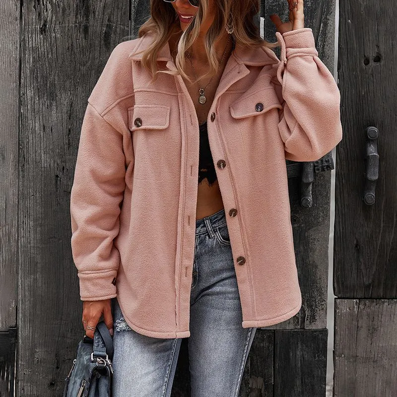 Classic Cool Oversized Cargo Woolen Shirt Jacket Coats