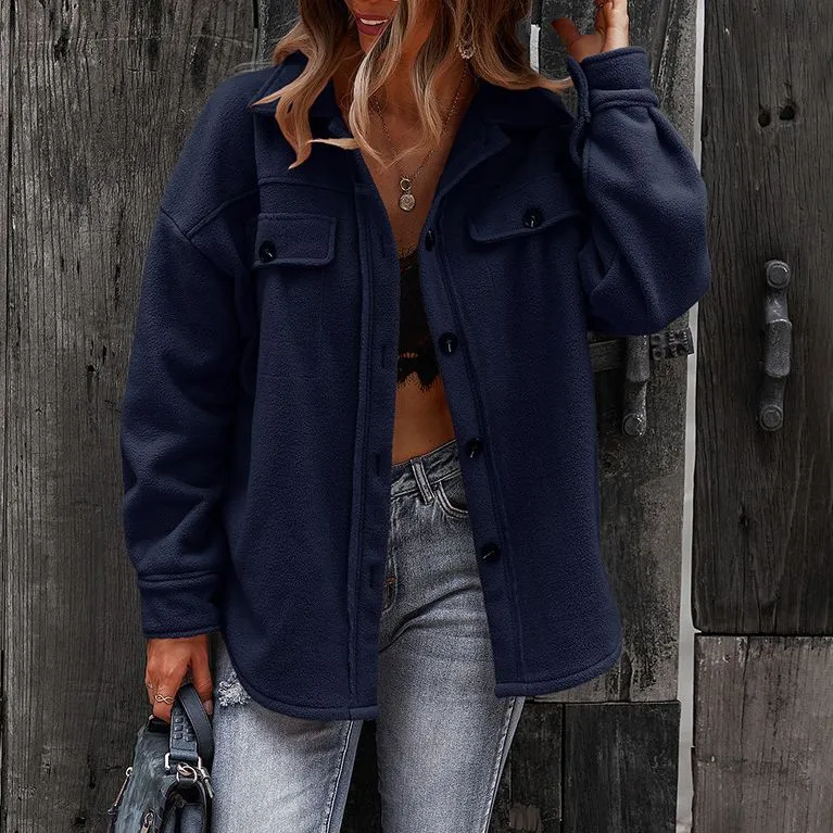 Classic Cool Oversized Cargo Woolen Shirt Jacket Coats