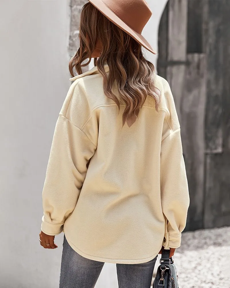 Classic Cool Oversized Cargo Woolen Shirt Jacket Coats