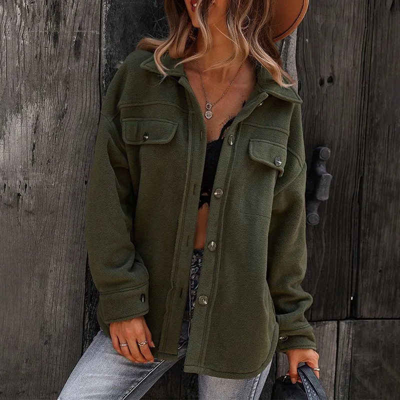 Classic Cool Oversized Cargo Woolen Shirt Jacket Coats