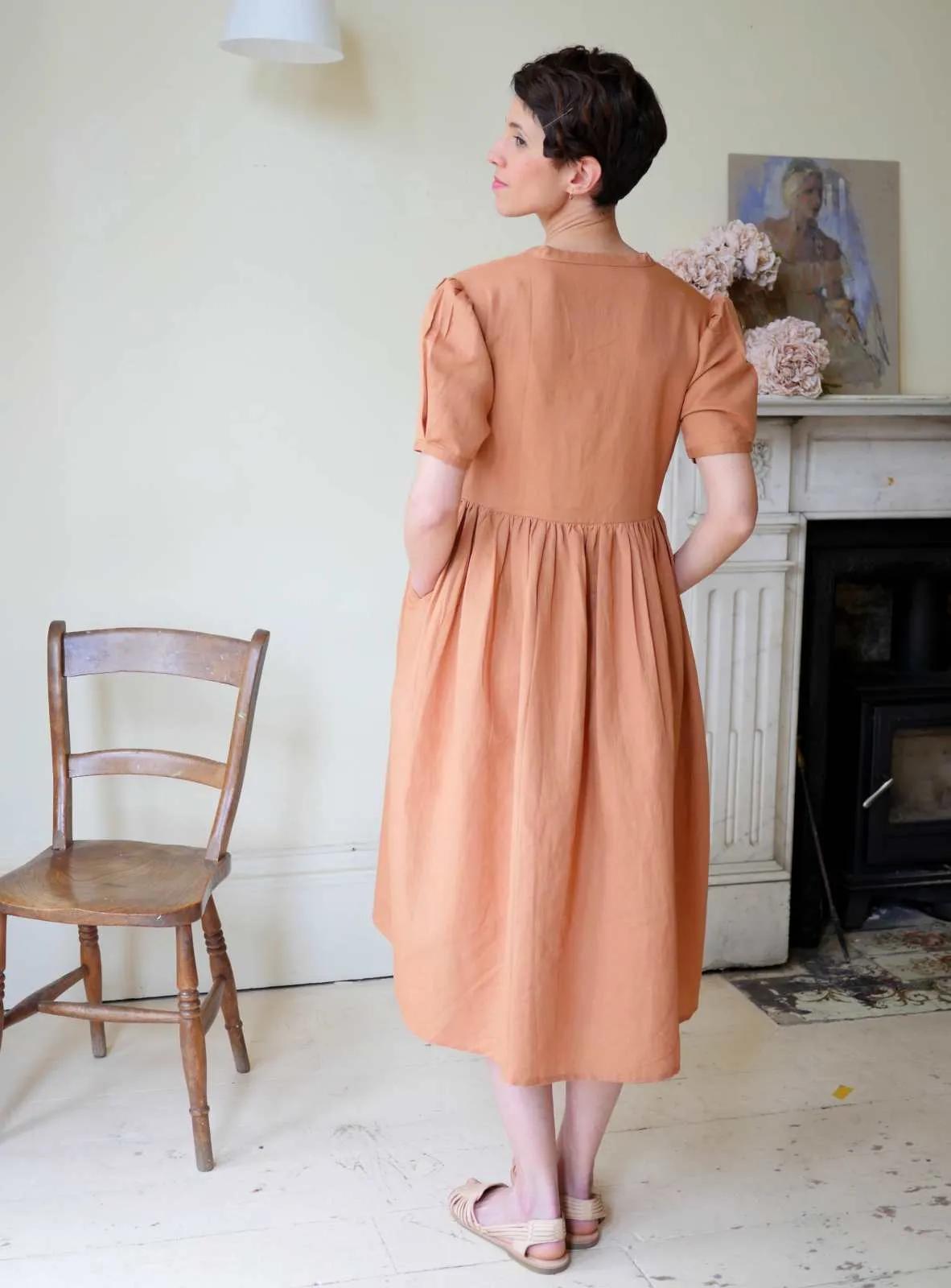 Collarless Dress - Clay