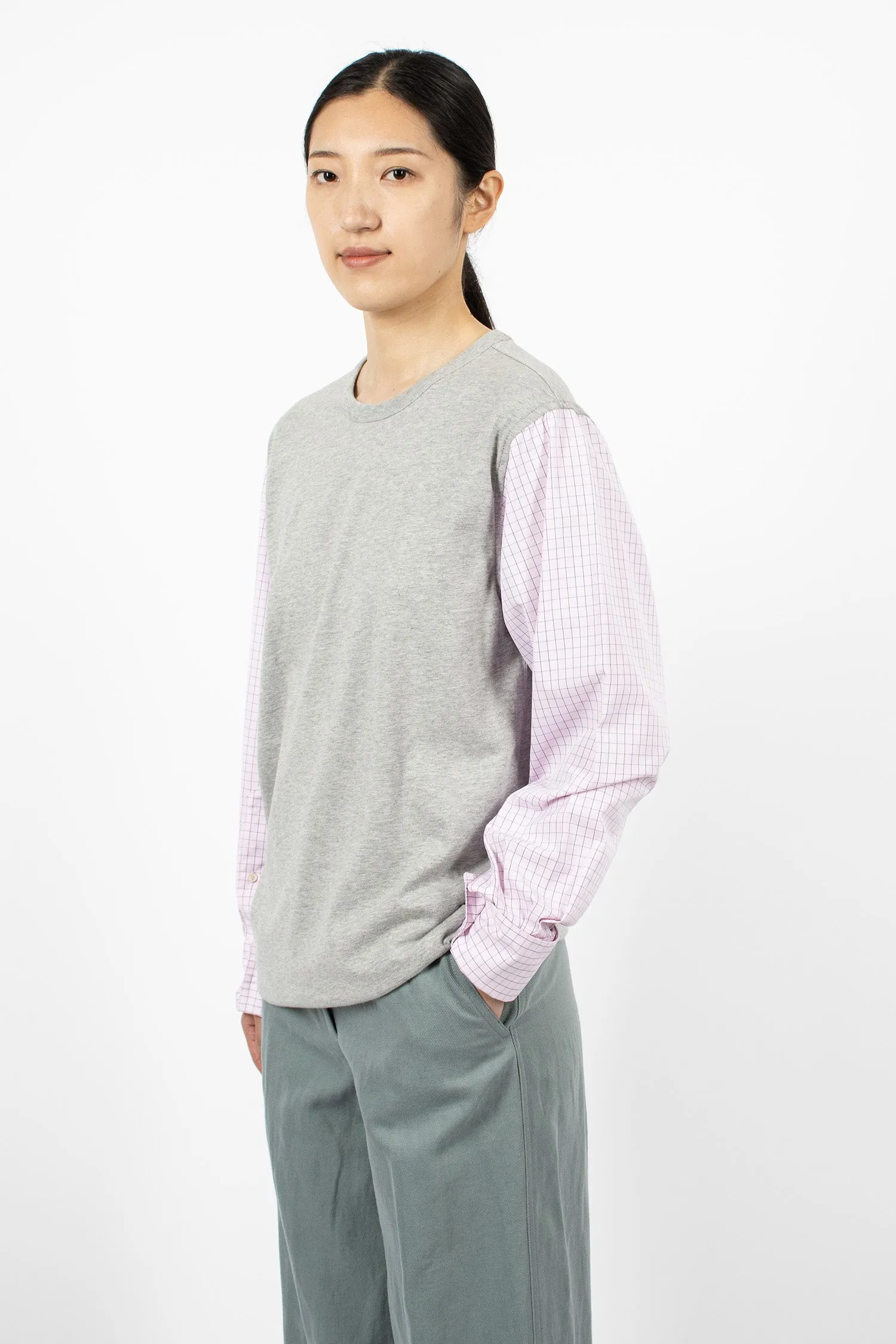 Contrast Sleeve T-Shirt Grey Melange