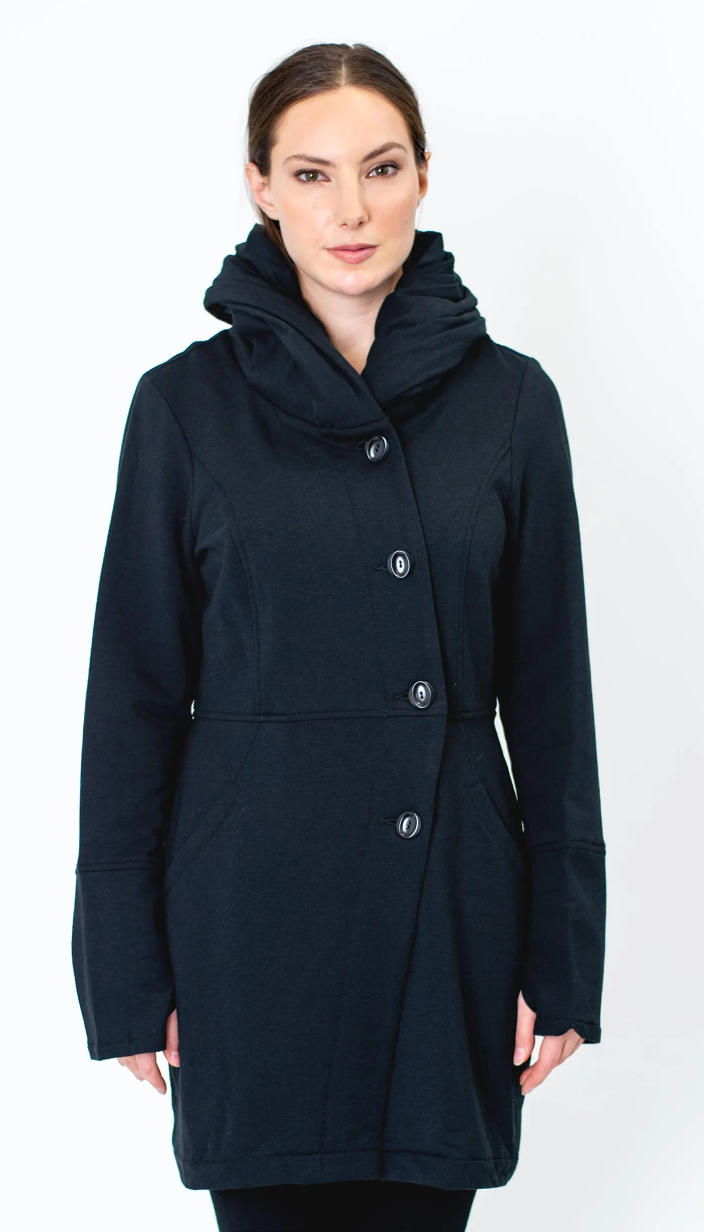 Convertible Funnel Hood Fleece Sweatshirt Jacket