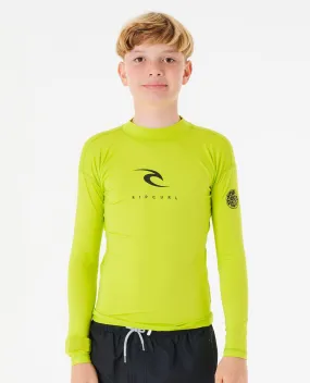 Corps Long Sleeve Kid's Rash Vest - Lime