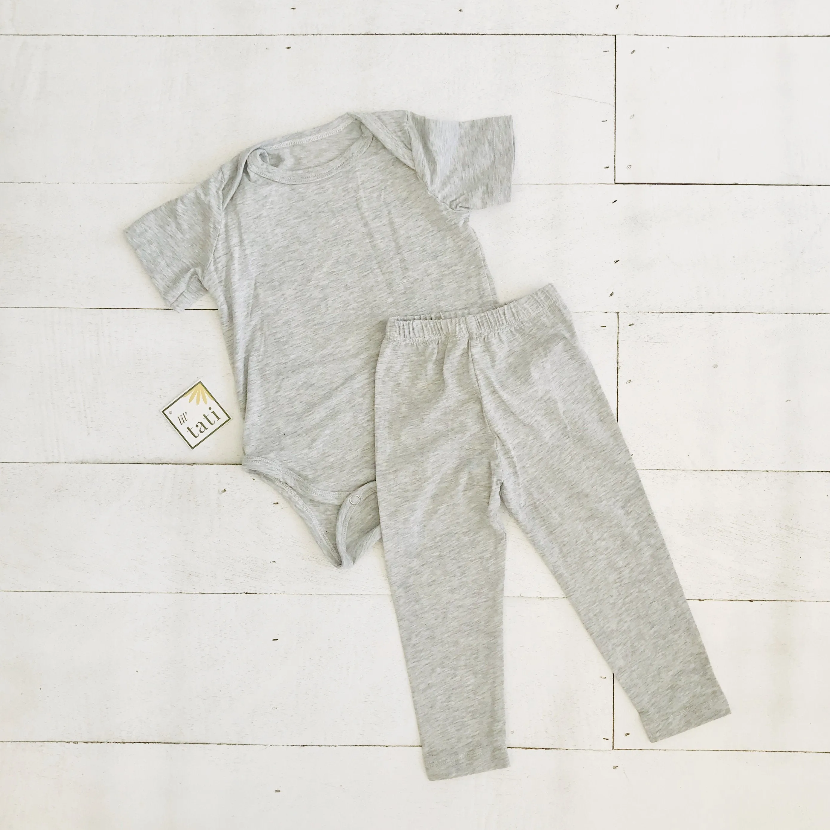 Cotton Stretch Onesie & Leggings Set - Gray