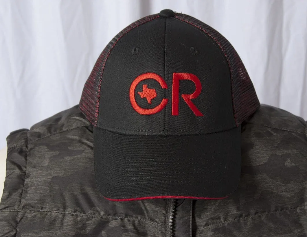 CR Ranchwear Black with Red Mesh Snap Back Hat