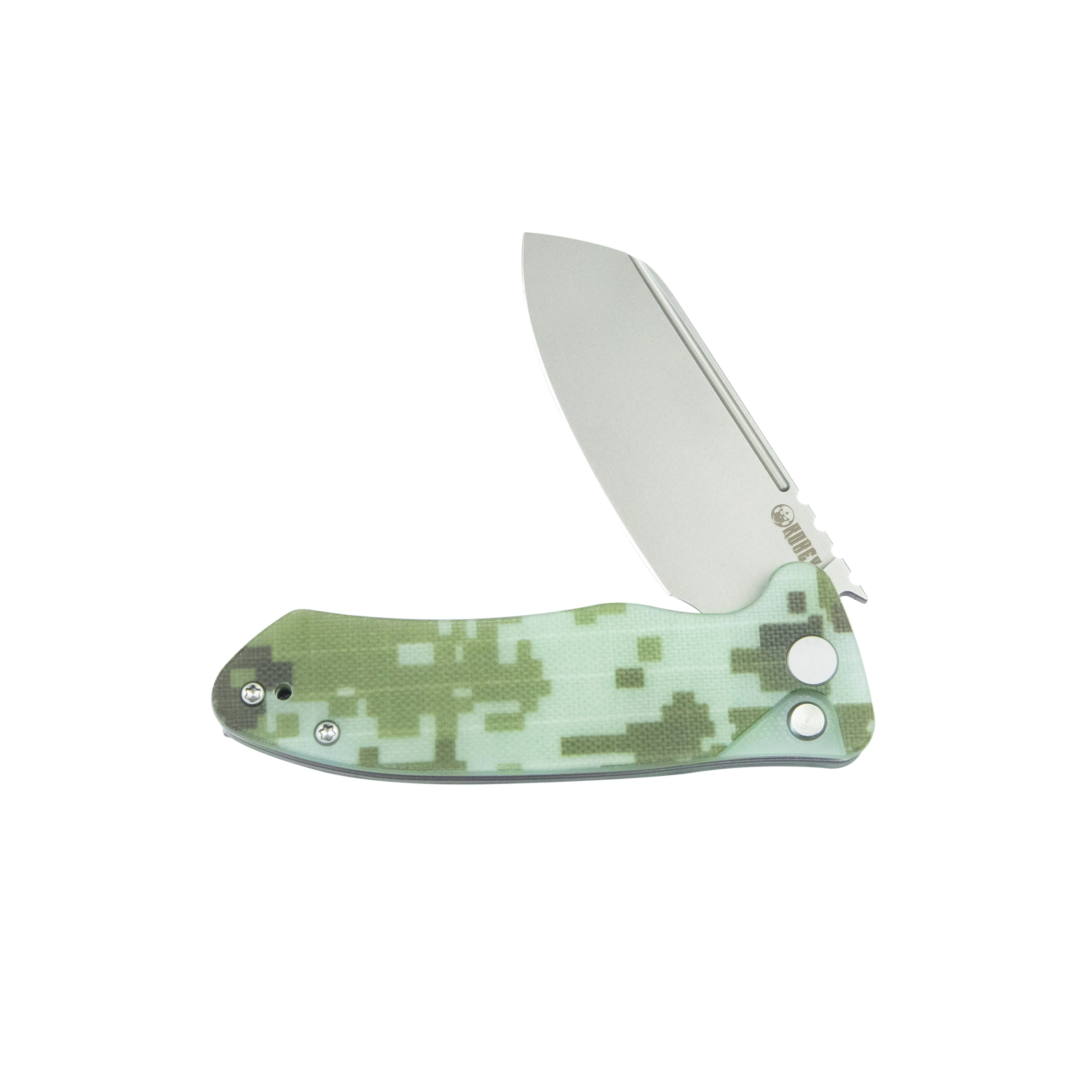 Creon Small Pocket Knife with Button Lock Camo G10 Handle 2.87 Beadblasted AUS-10 KU336J