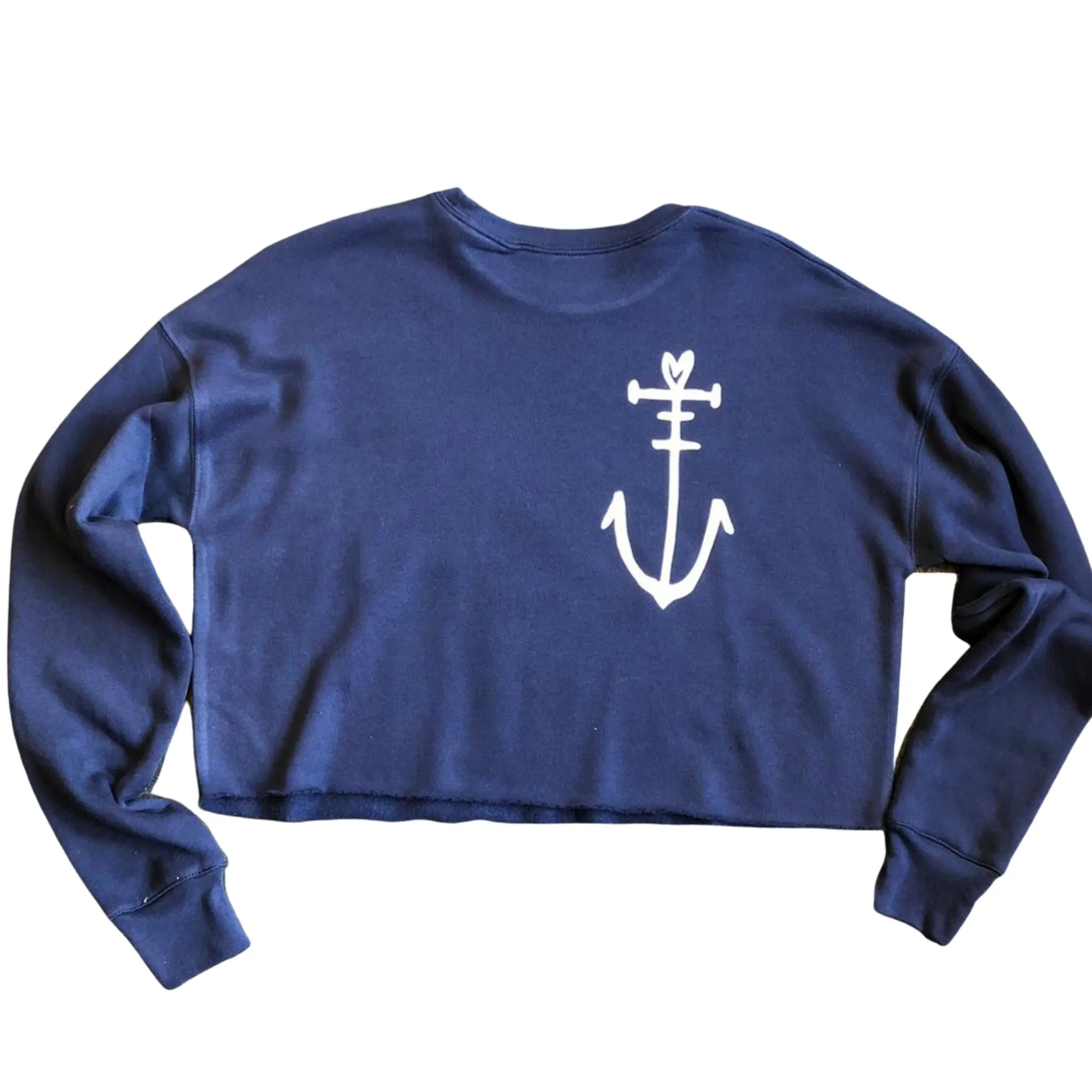 Cropped Blue Sweatshirt with Anchor Motif