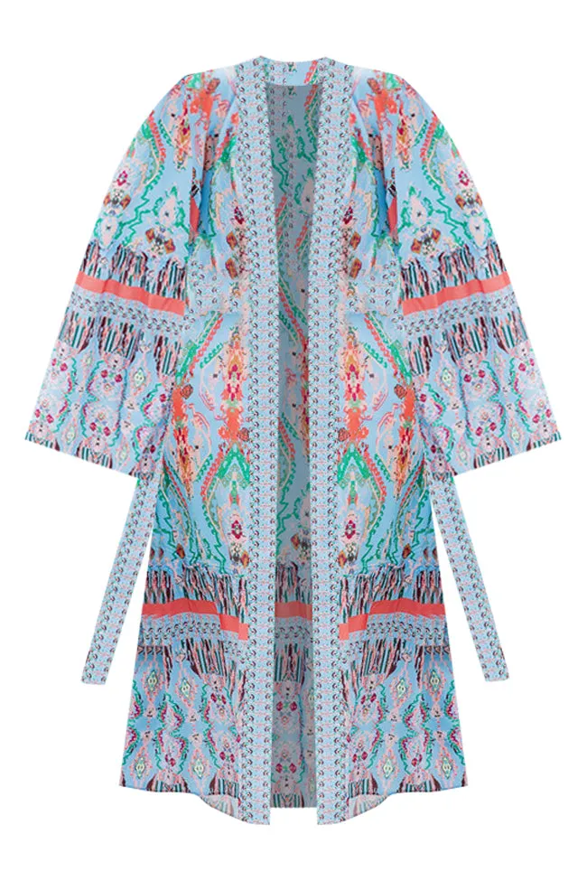 Daydream Look Blue Multi Printed Kimono FINAL SALE