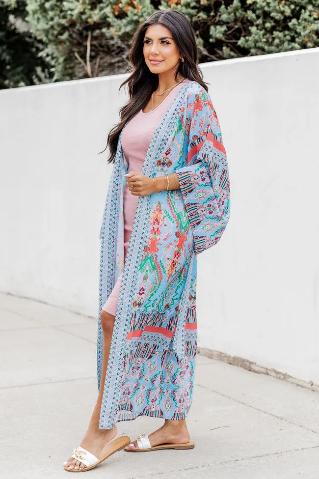 Daydream Look Blue Multi Printed Kimono FINAL SALE