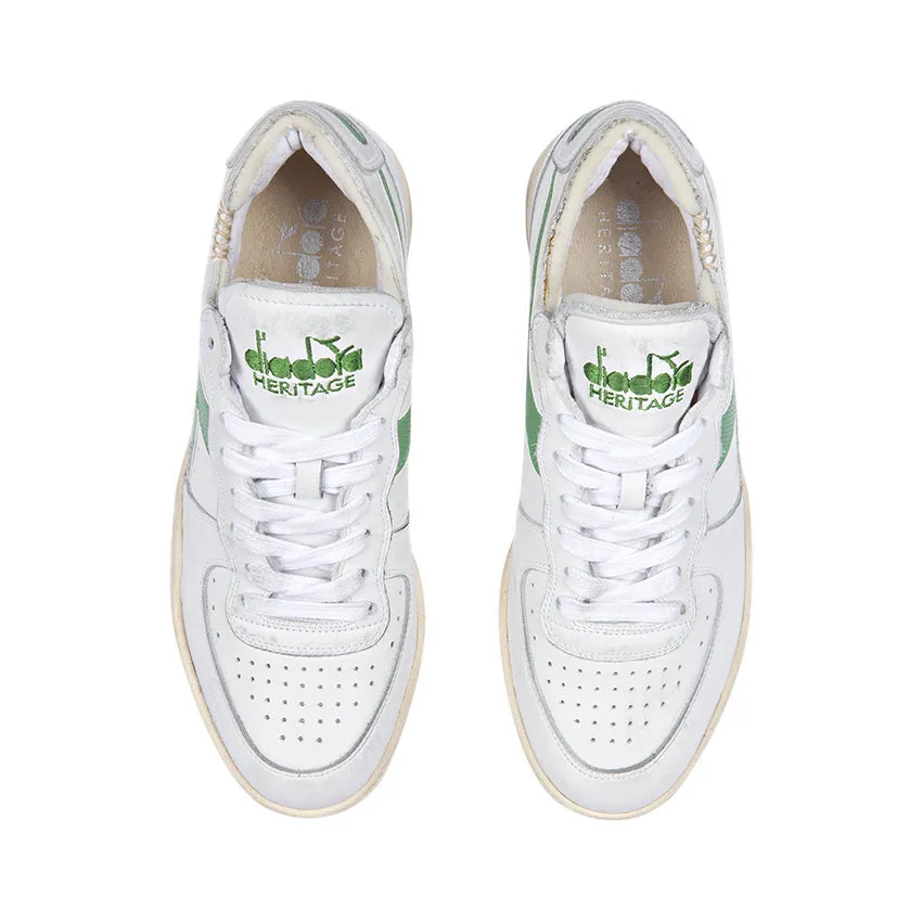 DIADORA HERITAGE SNEAKERS MI BASKET ROW CUT BIANCO-VERDE