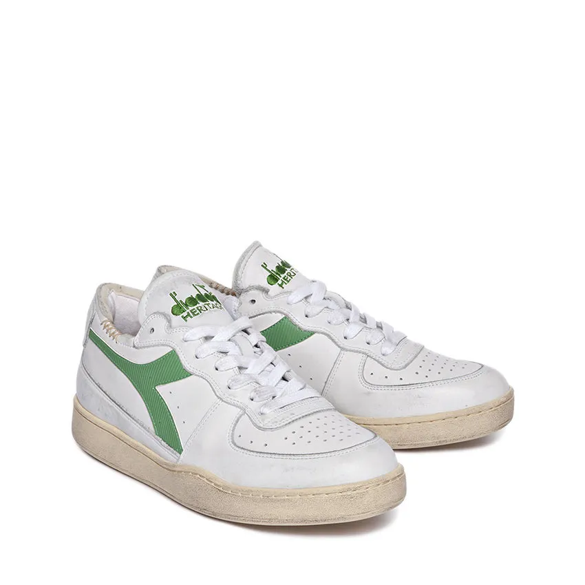 DIADORA HERITAGE SNEAKERS MI BASKET ROW CUT BIANCO-VERDE