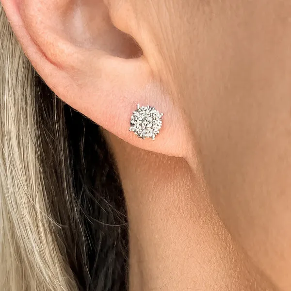 Diamond Cluster Stud Earrings