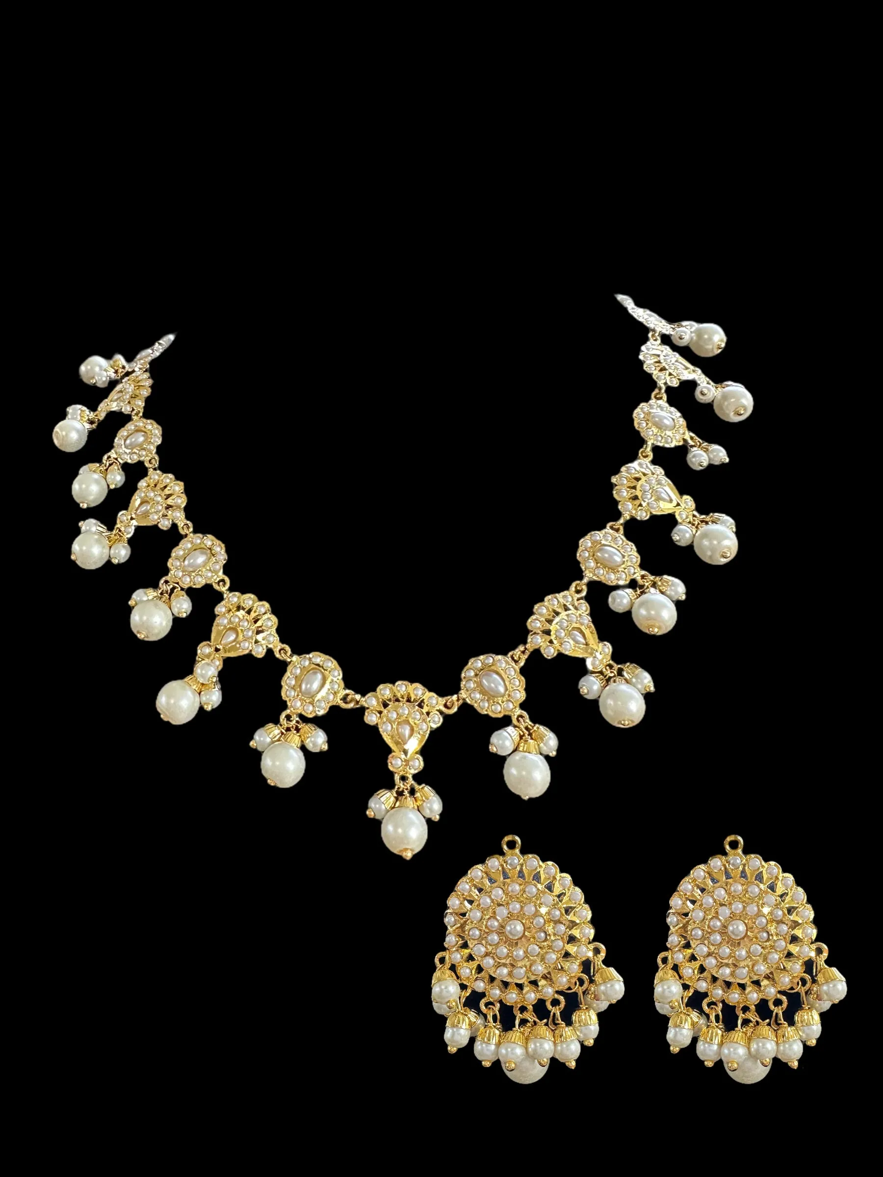 DNS51 pearl Jadau necklace set ( READY TO SHIP )