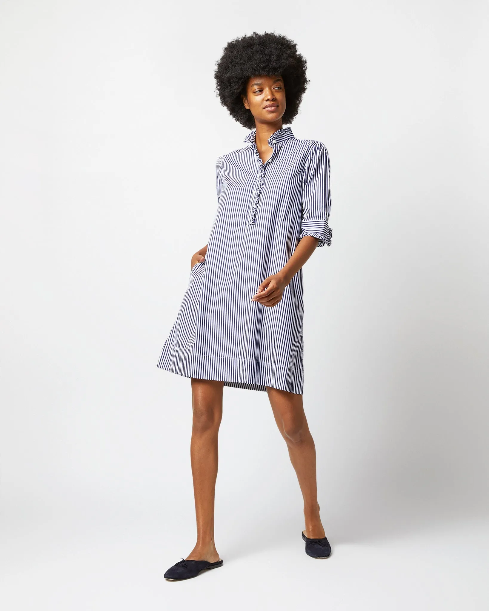 Elbow-Sleeve Frill Dress