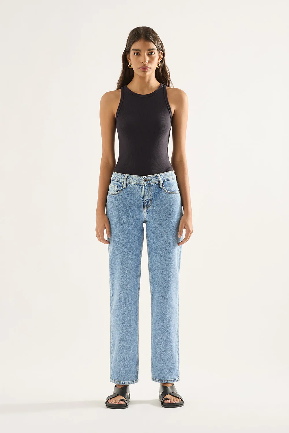 Elise Mid Straight Jean - Era Blue