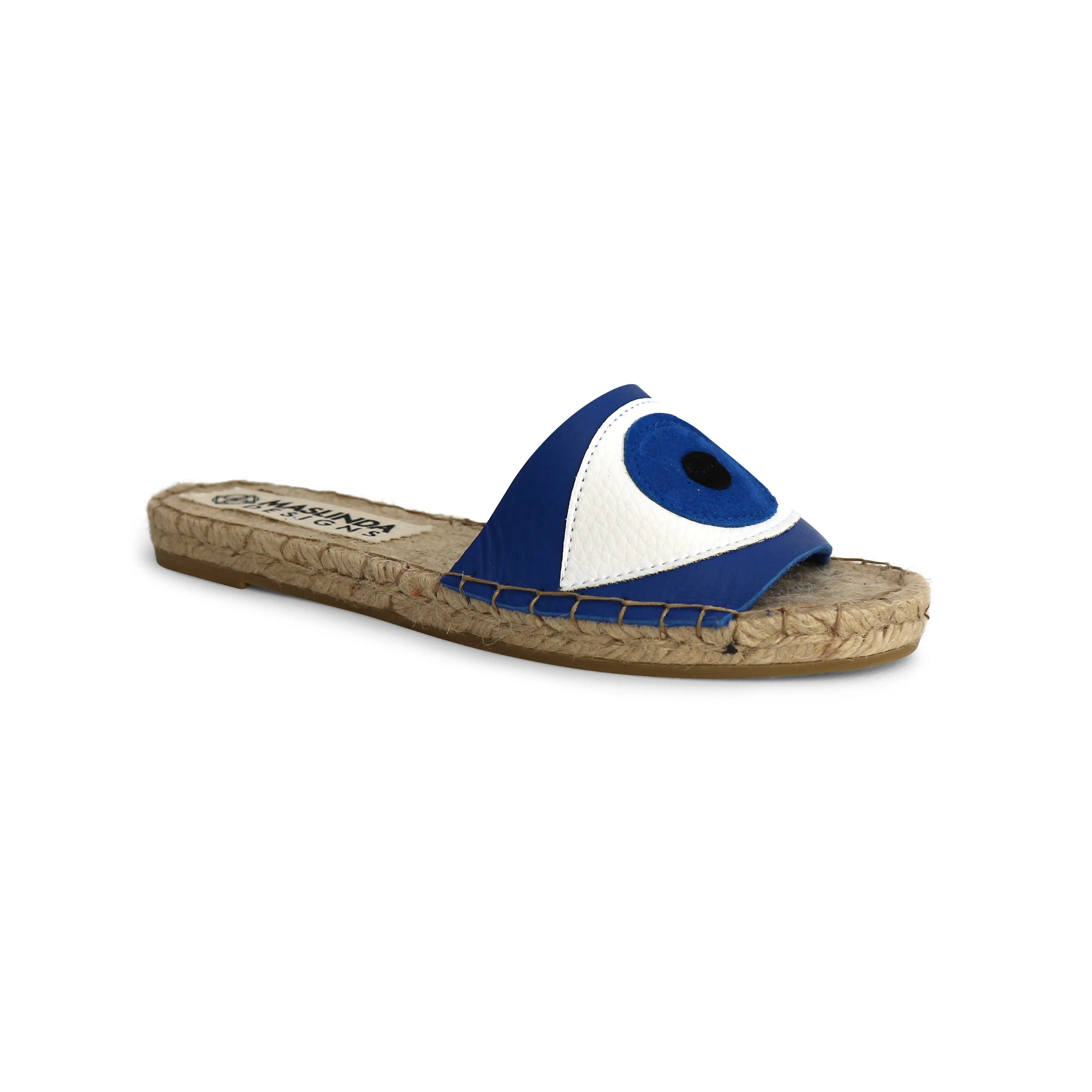 Evil Eye Espadrilles Slides - Blue