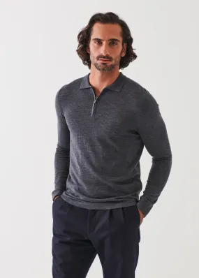 EXTRA-FINE MERINO QUARTER ZIP POLO