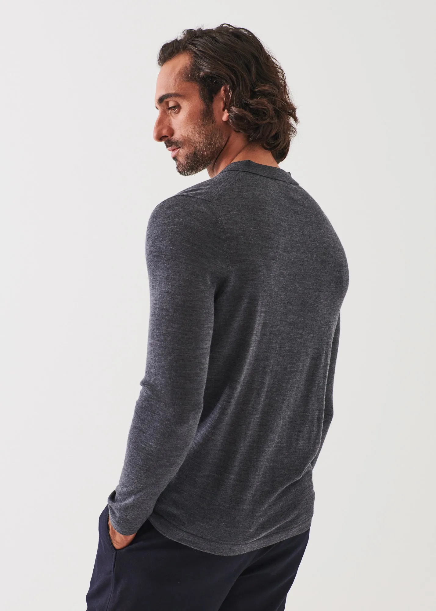 EXTRA-FINE MERINO QUARTER ZIP POLO