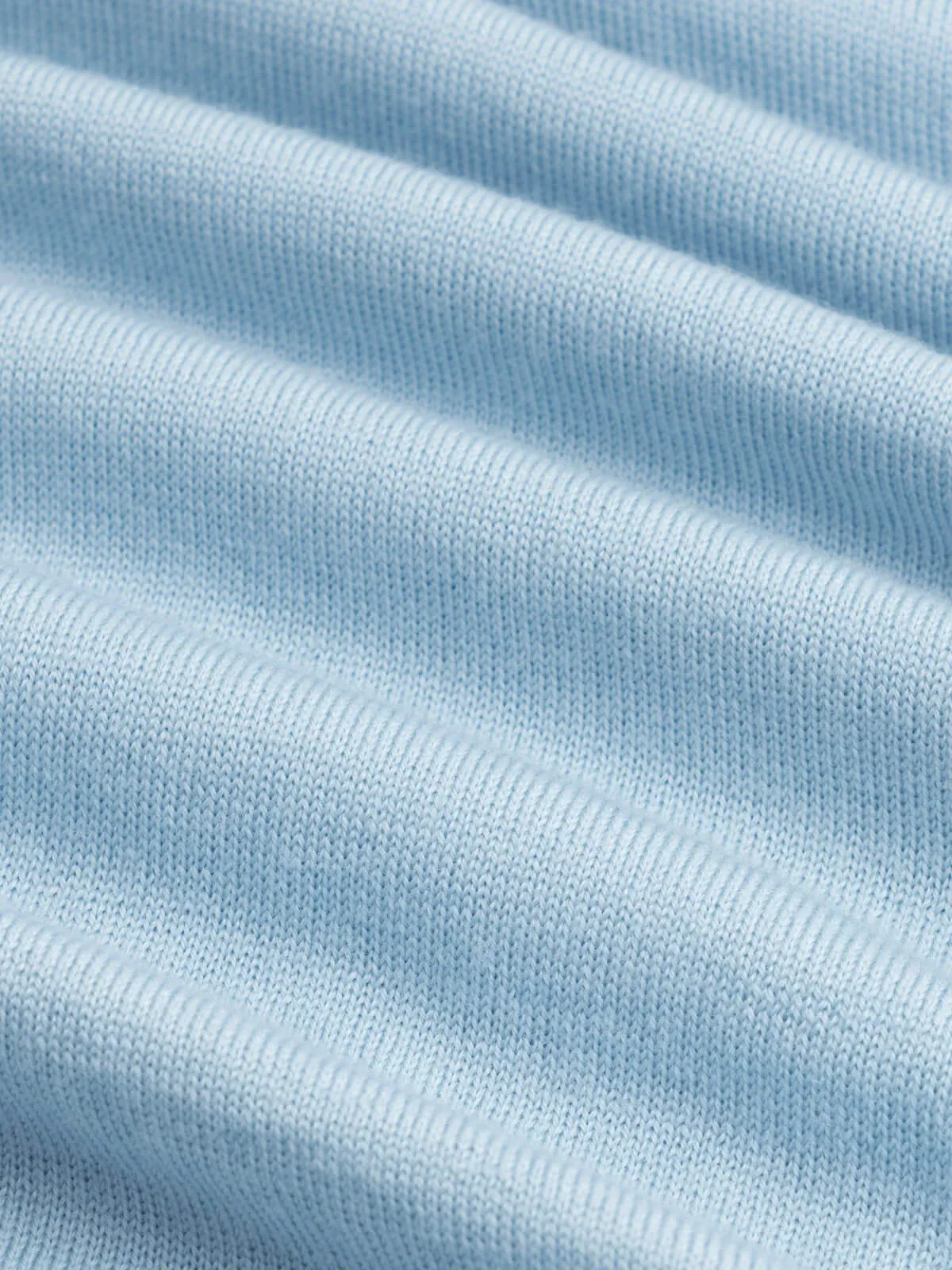 Extrafine Merino Buttonless Polo Light Blue