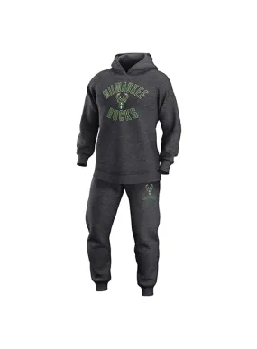 Fanatics Air Gray Milwaukee Bucks Hooded Sweatshirt and Jogger Set