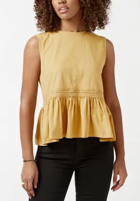 Farren Women’s Sleeveless Peplum Top in Curry Yellow - KT0029S