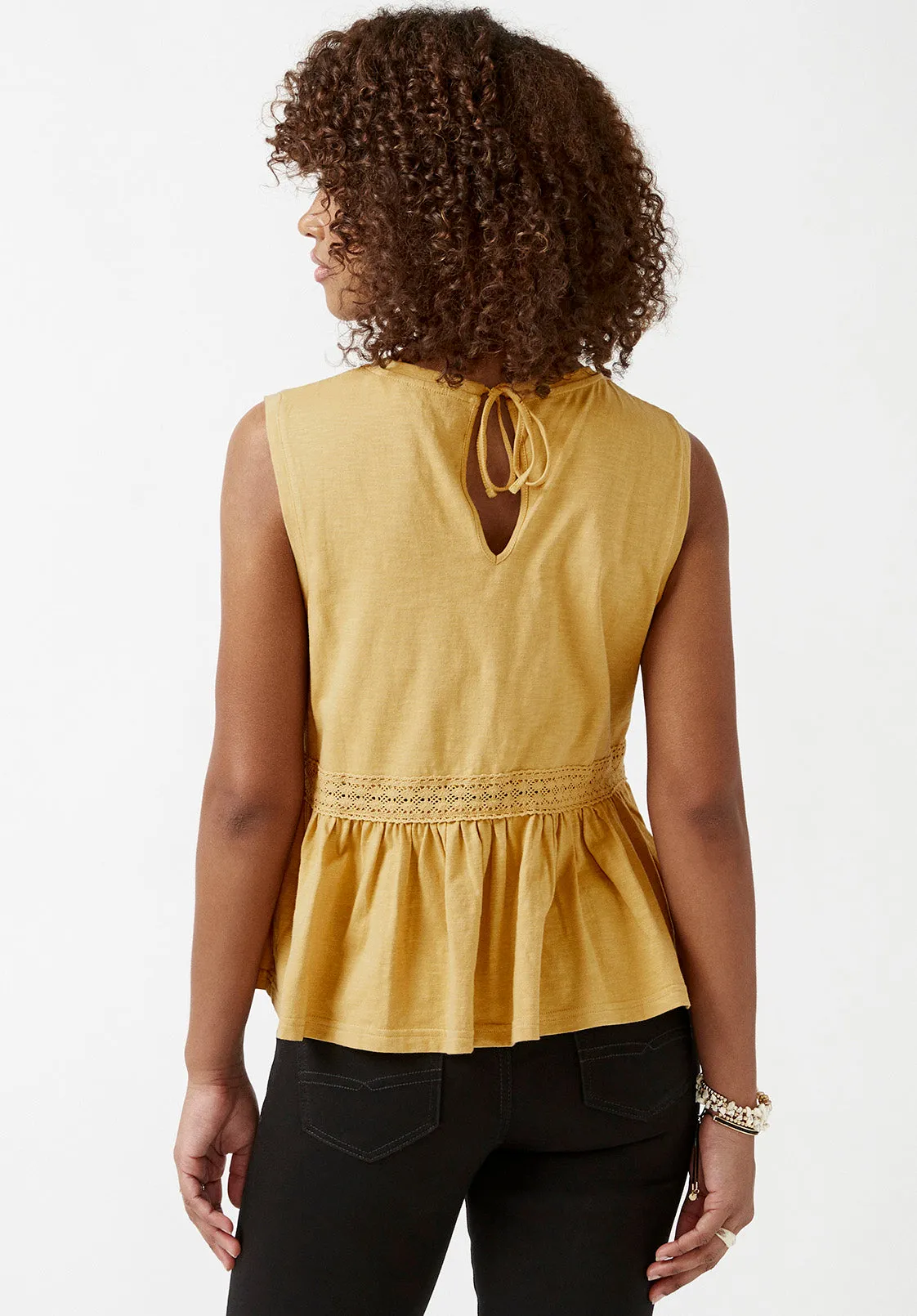 Farren Women’s Sleeveless Peplum Top in Curry Yellow - KT0029S