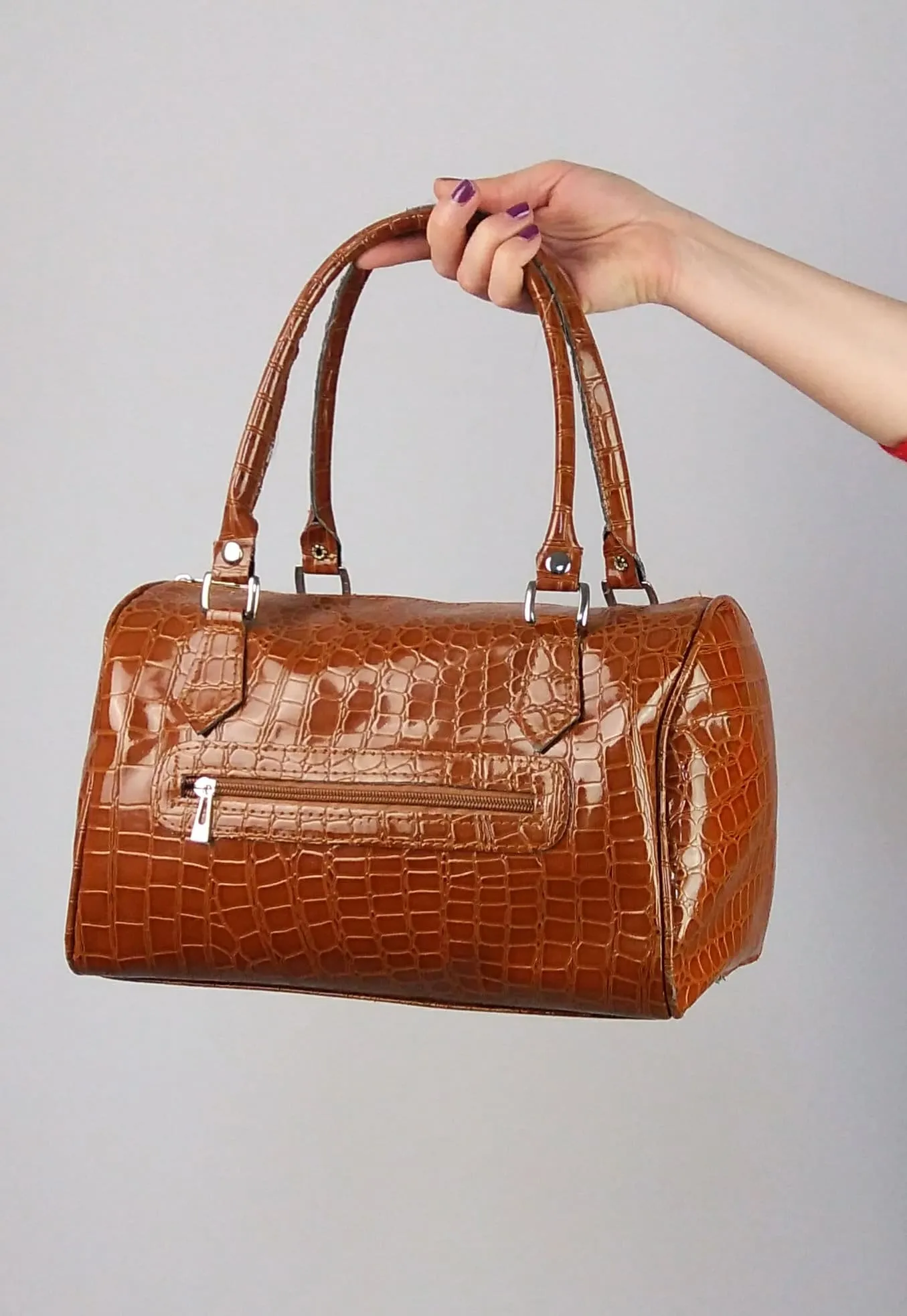 Faux Croc Patent Leather Bag