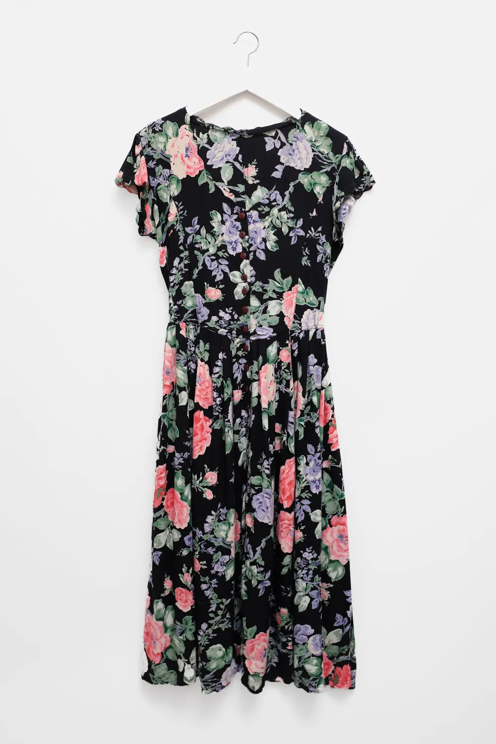 FLORAL BLACK COTTON MAXI DRESS