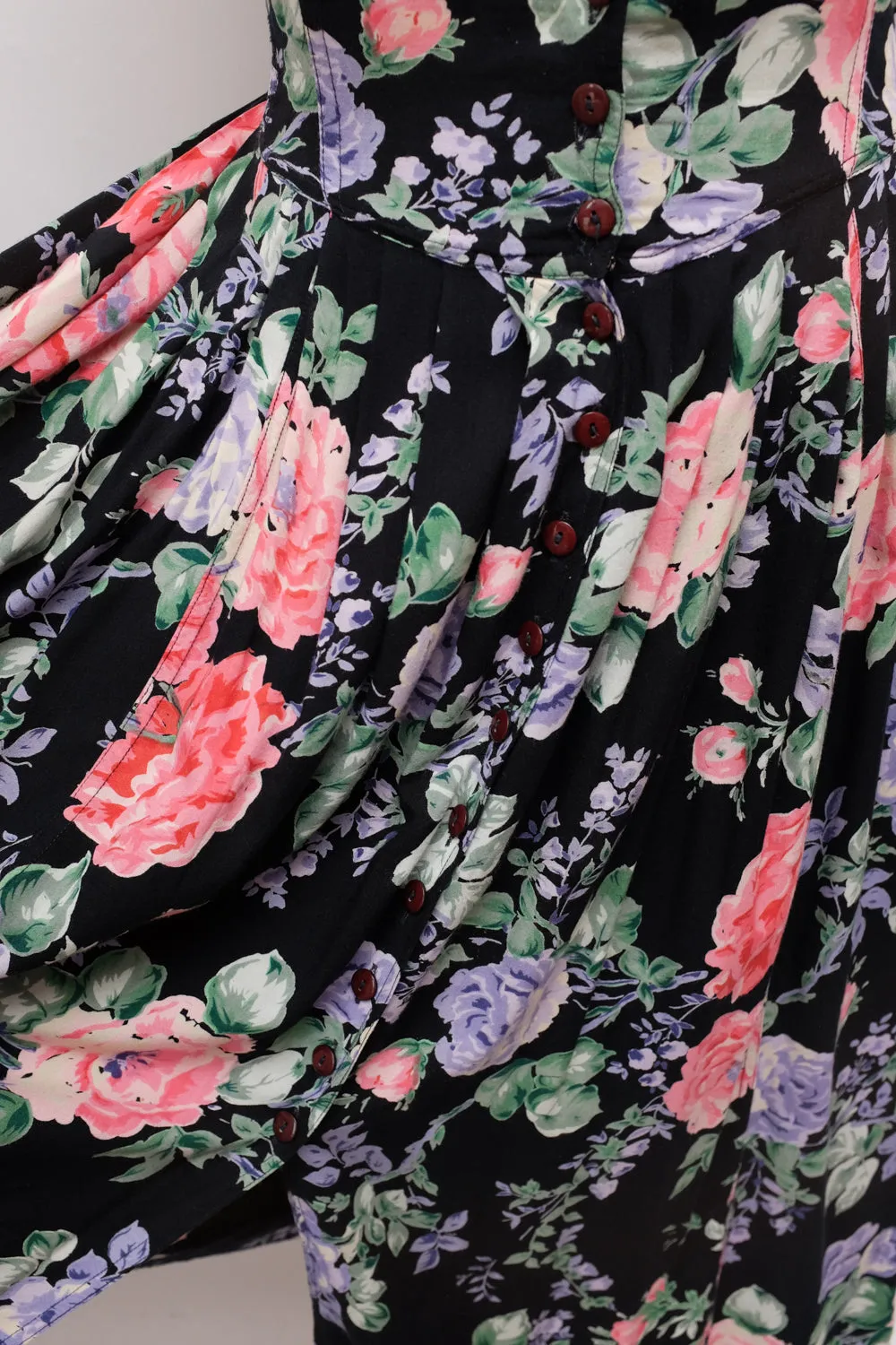 FLORAL BLACK COTTON MAXI DRESS