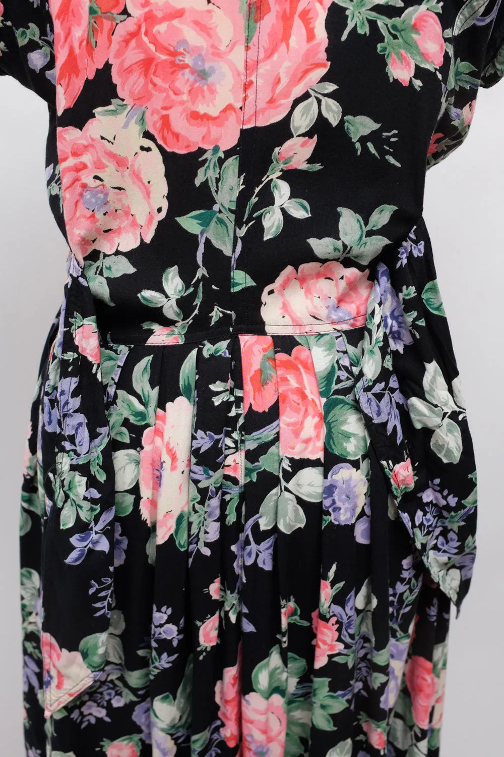 FLORAL BLACK COTTON MAXI DRESS