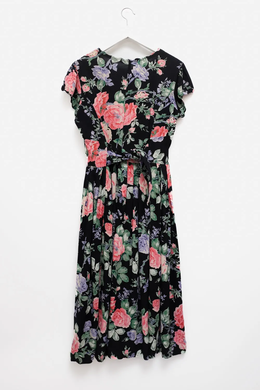 FLORAL BLACK COTTON MAXI DRESS