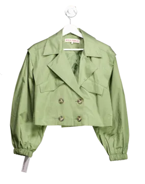 Free People Green Looking Glass Cropped Trench Coat UK S