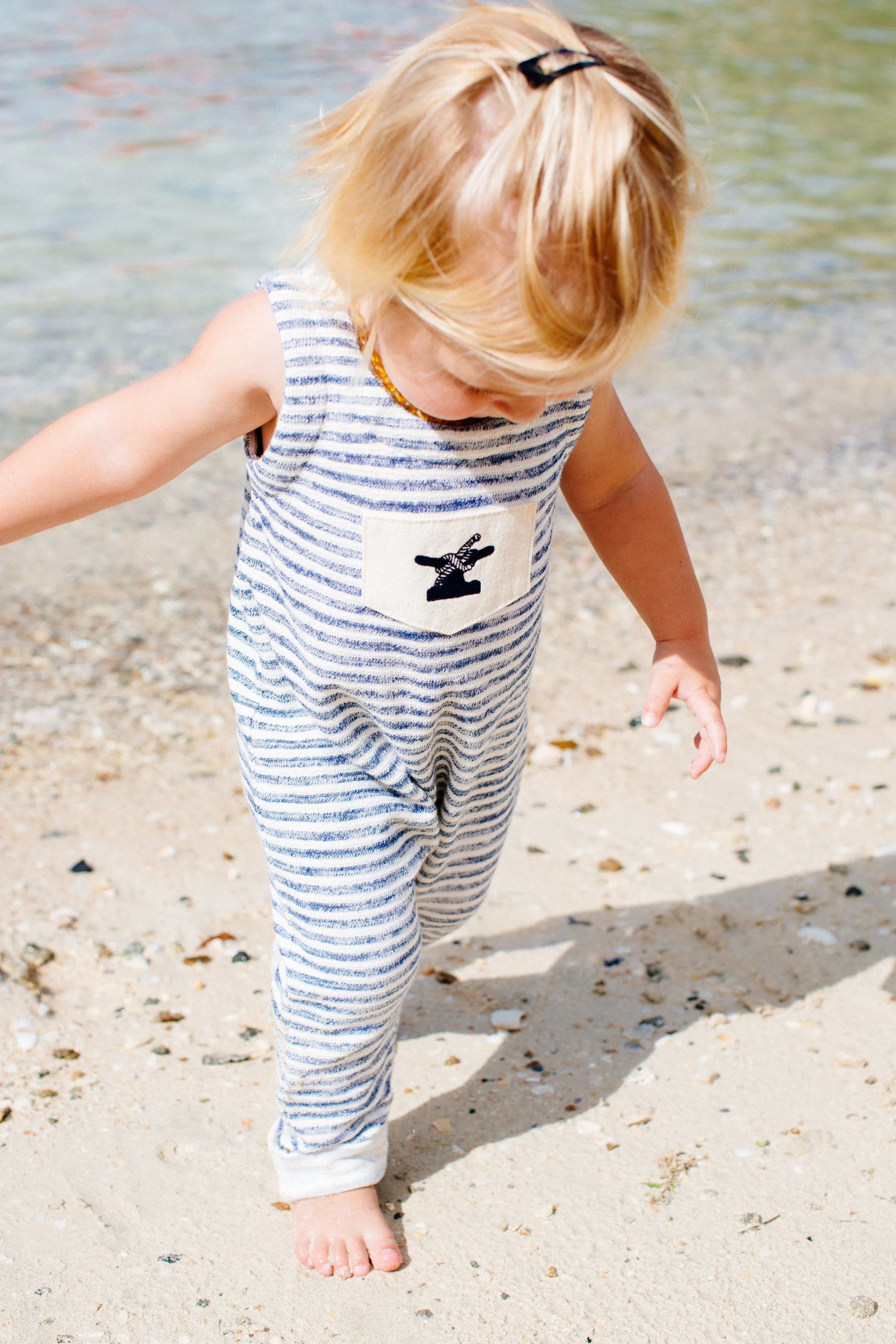 French Terry One Love Onesie | Indigo Striped