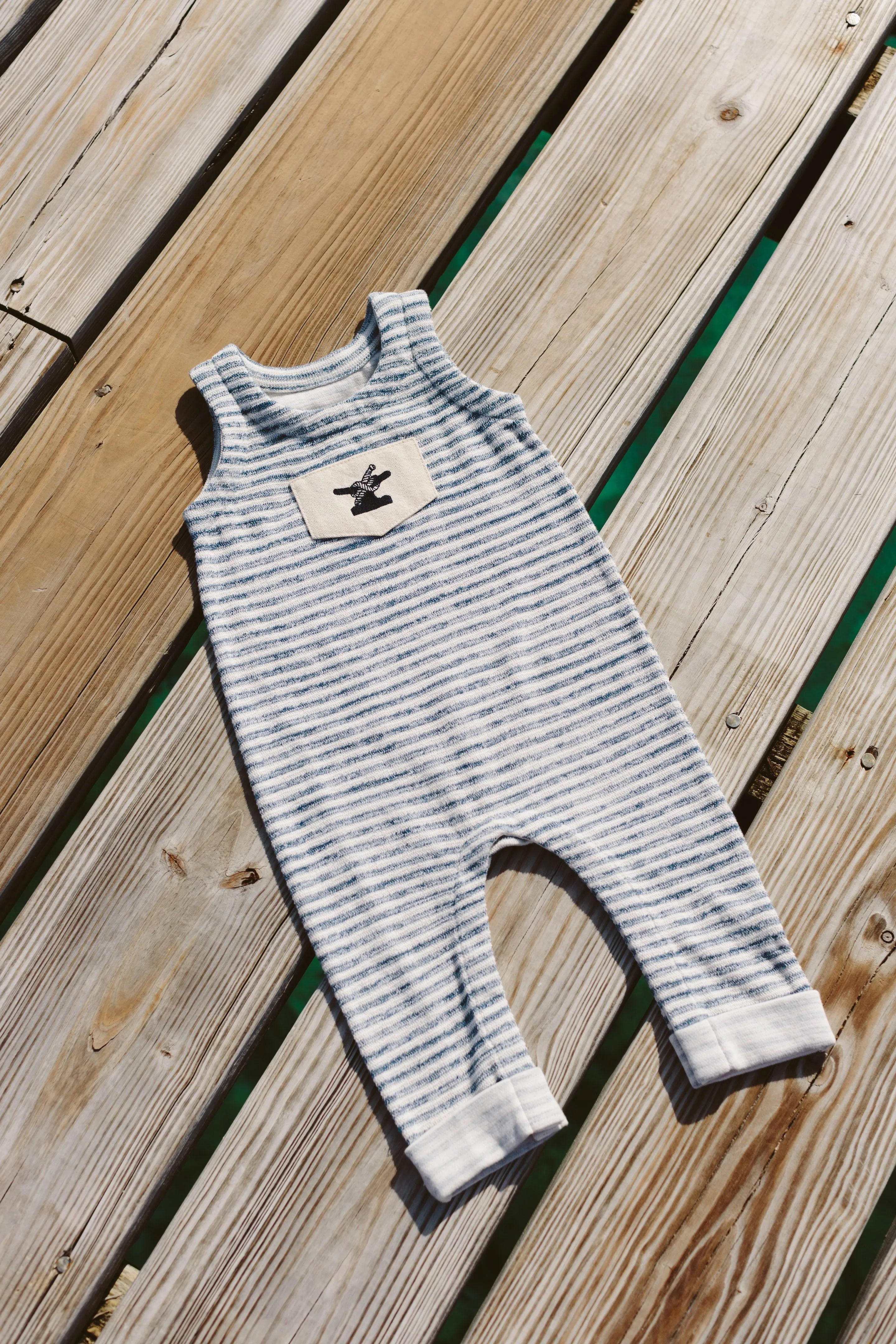 French Terry One Love Onesie | Indigo Striped