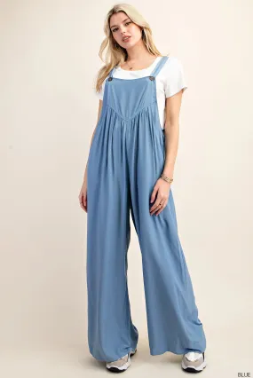 Gathered Grace Overalls Blue