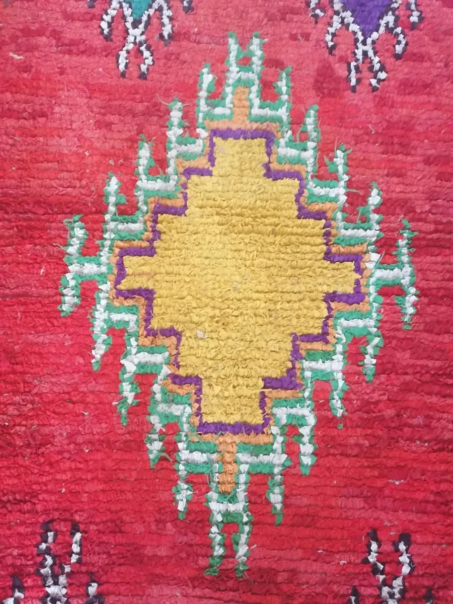 Geometric Vintage Moroccan Boucherouite Rug