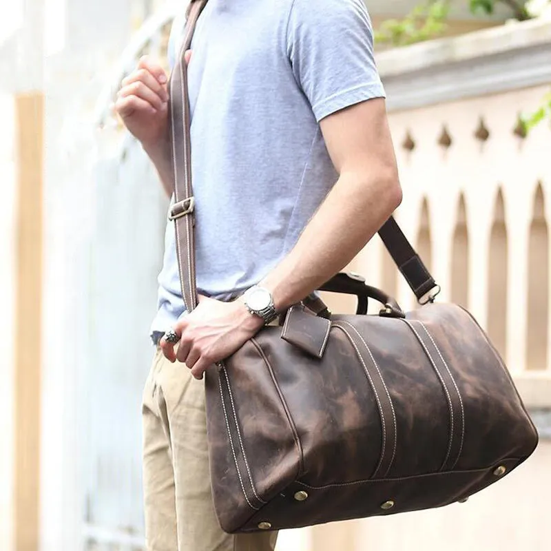 Gift for Him Leather Overnight Duffel Bag Leather Weekender Bag Leather Travel Bag Holdall Bag