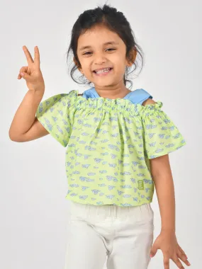 Girls Green Printed Top