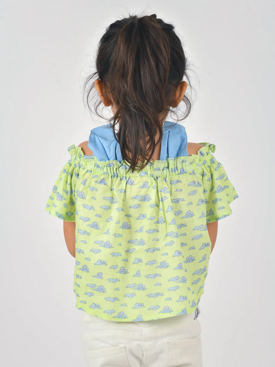 Girls Green Printed Top