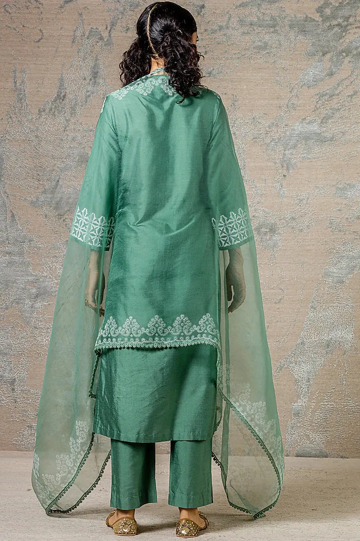 Green Embroidered Kurta Set