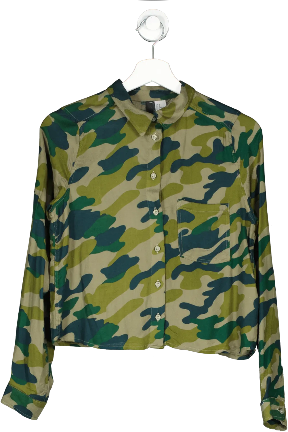 H&M Green Camo Print Shirt UK S