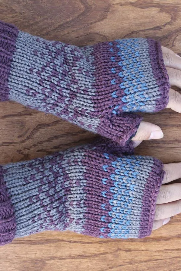 Hand Knit Fleece Lined Fingerless Gloves