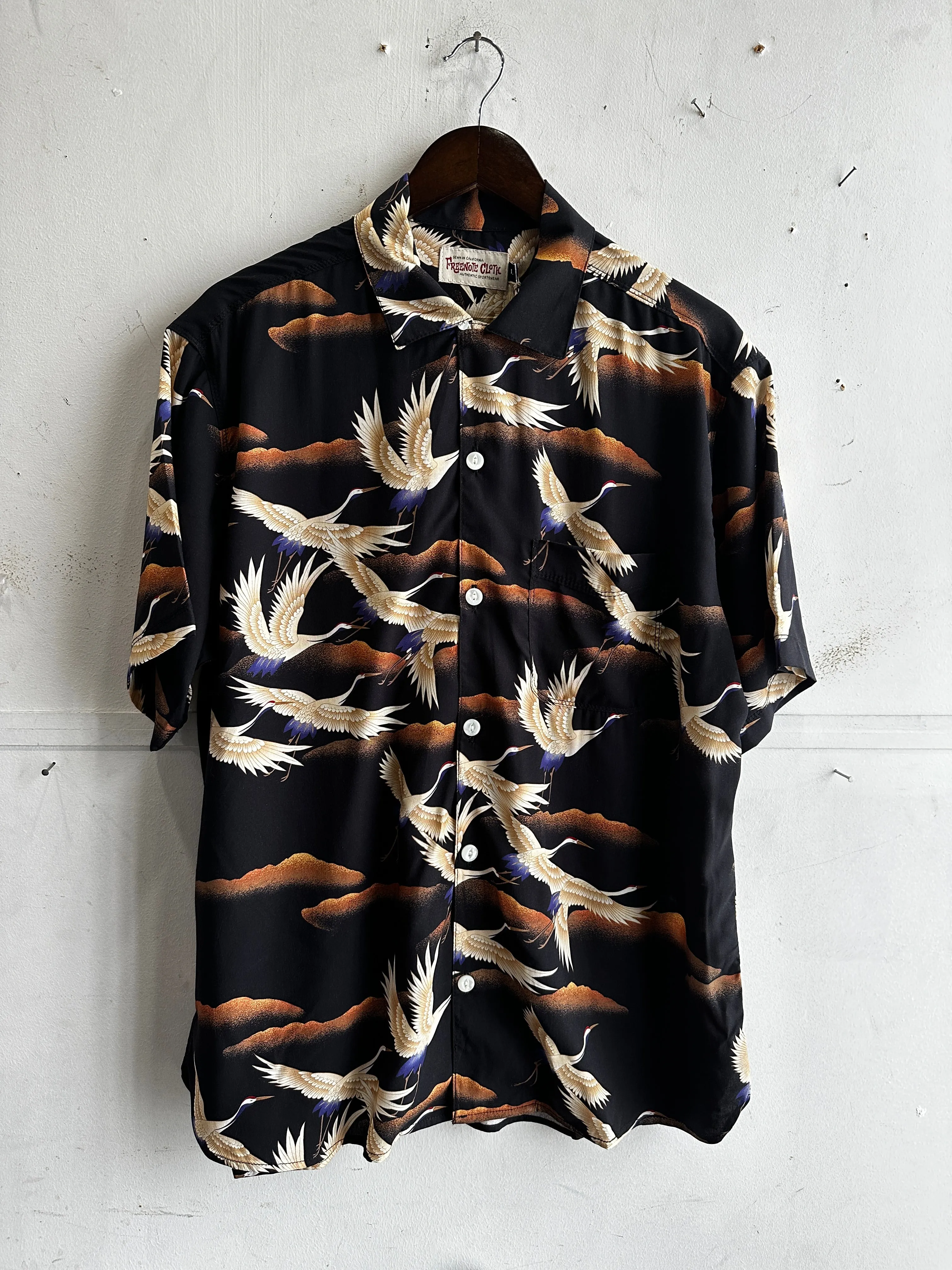 Hawaiian Shirt | Black Crane | Freenote Cloth