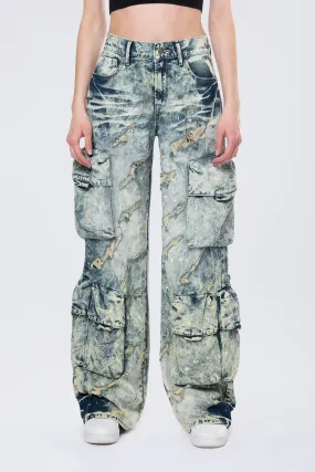 High Rise Distressed Wide Leg Jeans - Orion Blue