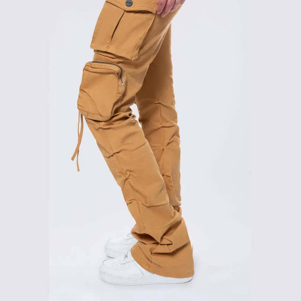 High Rise Stacked Utility Twill Pants - Khaki