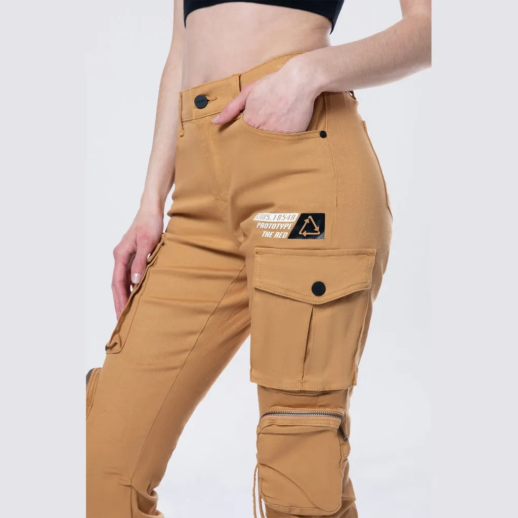 High Rise Stacked Utility Twill Pants - Khaki