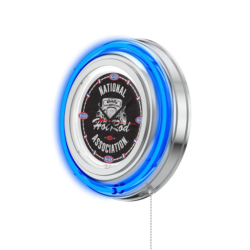 Hot Rod Blue Neon Clock